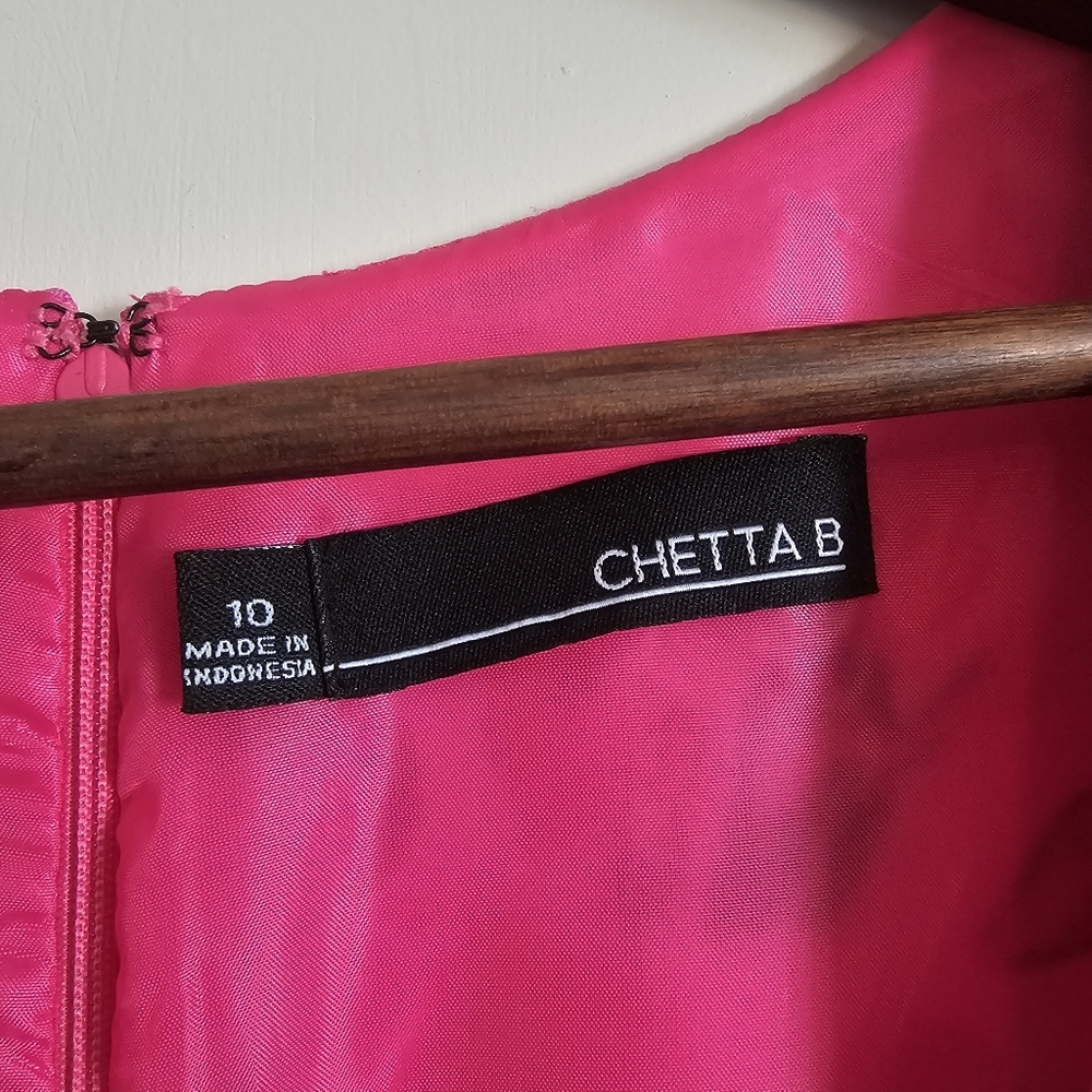 Chetta B‎ Pink Black Floral KneeLength Pleated Midi Dress Y2K Barbiecore Size 10 - Picture 8 of 13